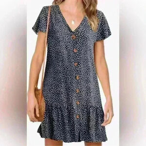 Dropped waist polka dot dress size L